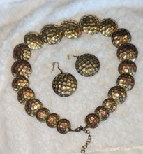 Load image into Gallery viewer, ✨ Vintage Hammered Metal Statement Necklace & Earrings Set