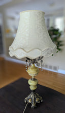 Load image into Gallery viewer, Vintage Brass & Crystal Table Lamp