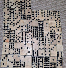 Load image into Gallery viewer, Rare Victorian 'Double 9s' Bone & Ebony Domino Set (55 pcs)