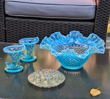 Load image into Gallery viewer, Fenton Blue Opalescent Hobnail Glass Set
