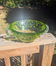 Load image into Gallery viewer, Vintage Green Art Glass Bowl with Handles
