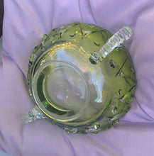 Load image into Gallery viewer, Vintage Green Art Glass Bowl with Handles
