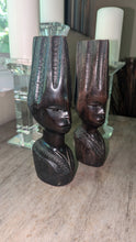 Load image into Gallery viewer, Vintage Ebony Wood Candlestick Holders
