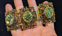 Load image into Gallery viewer, Vintage Gold-Tone Jade Chip Bracelet
