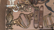 Load image into Gallery viewer, Box of Vintage Mixed Hardware – Brass Drawer Pulls, Hooks etc.
