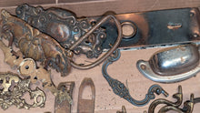 Load image into Gallery viewer, Box of Vintage Mixed Hardware – Brass Drawer Pulls, Hooks etc.
