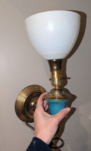 Load image into Gallery viewer, Rare 1950s ELITE Brass &amp; Turquoise Wall Sconce
