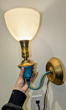 Load image into Gallery viewer, Rare 1950s ELITE Brass &amp; Turquoise Wall Sconce
