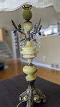 Load image into Gallery viewer, Vintage Brass &amp; Crystal Table Lamp

