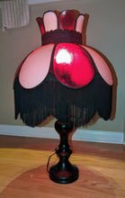 Load image into Gallery viewer, Vintage Stained Glass &amp; Fringe Lamp
