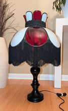 Load image into Gallery viewer, Vintage Stained Glass &amp; Fringe Lamp

