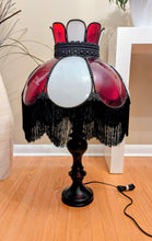 Load image into Gallery viewer, Vintage Stained Glass &amp; Fringe Lamp
